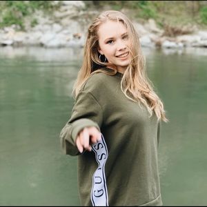 Green sweater from GUESS